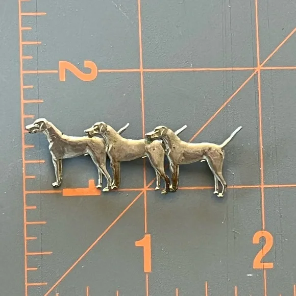 Vintage Preowned Three Hunting Dogs Pin Brooch Unsigned - Picture 16 of 17